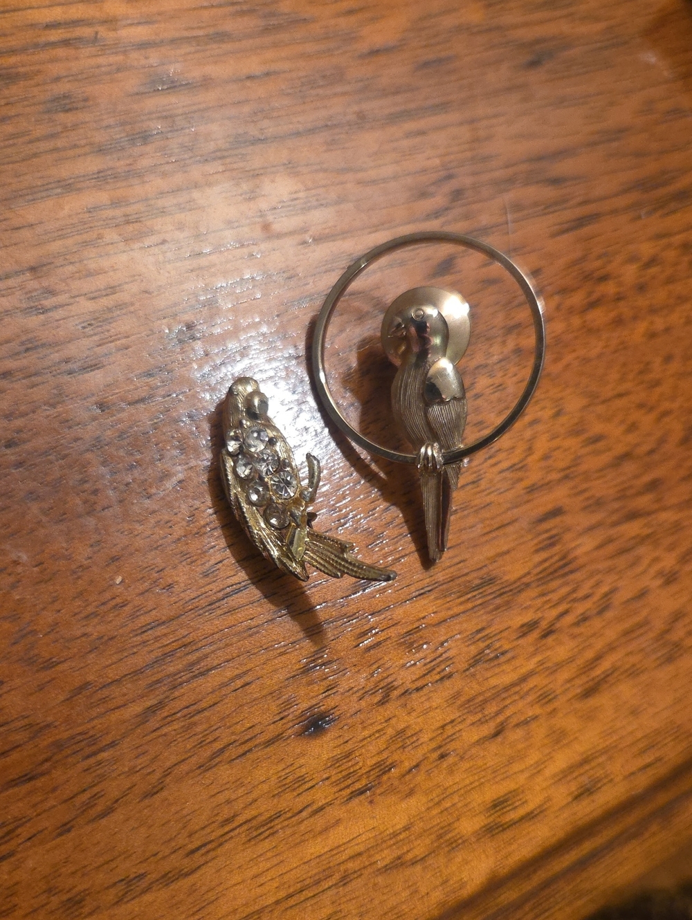 Vintage Parrot Bird Brooch Gold Tone Lot Of 2 Nemo Avon Faux Diamond